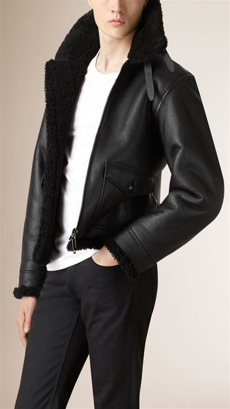 burberry brit feering shearling jacket|burberry men's shearling jacket.